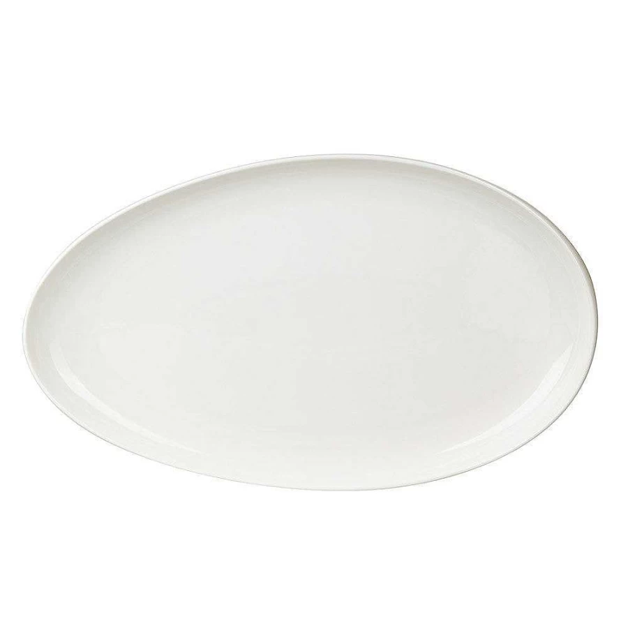 Wheel and Barrow White Porcelain Oval Serving Platter 49cm x 30cm x 6cm Dish for Dining & Entertaining