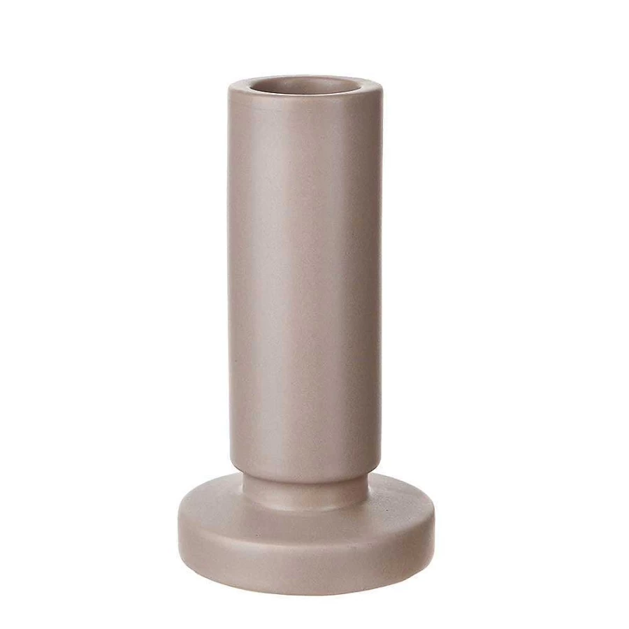 Wheel & Barrow Matt Beige Wedge Base Candle Holder - Modern Home Decor