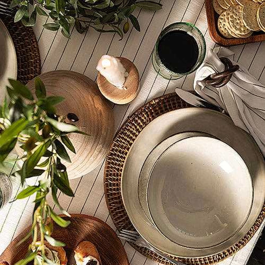 "Wheel and Barrow 12-Piece Stoneware Dinner Set in Olive Green – Durable Ceramic Tableware"