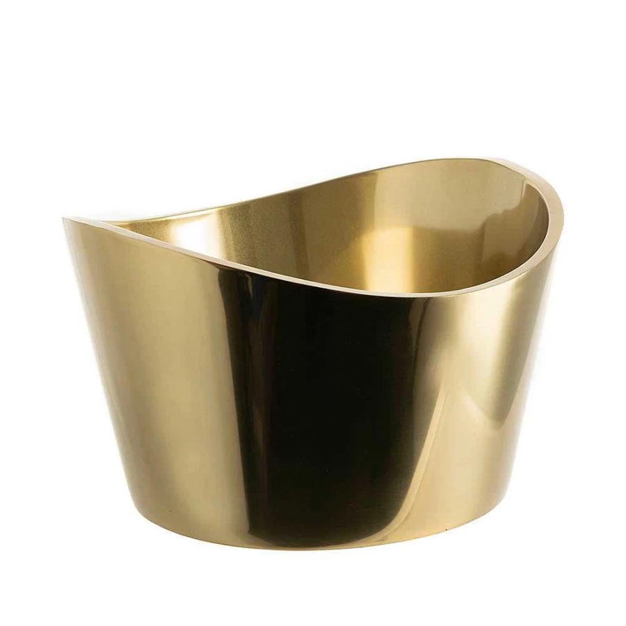 Wheel and Barrow Gold Stainless Steel Oval Wave Cut Large Wine Cooler Chiller