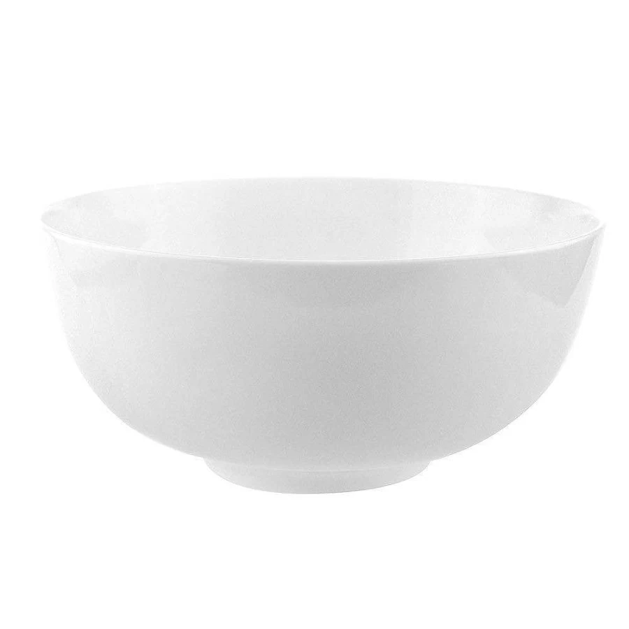 Wheel & Barrow 18cm White Bone China Noodle Bowl - Premium Porcelain Dining Dish