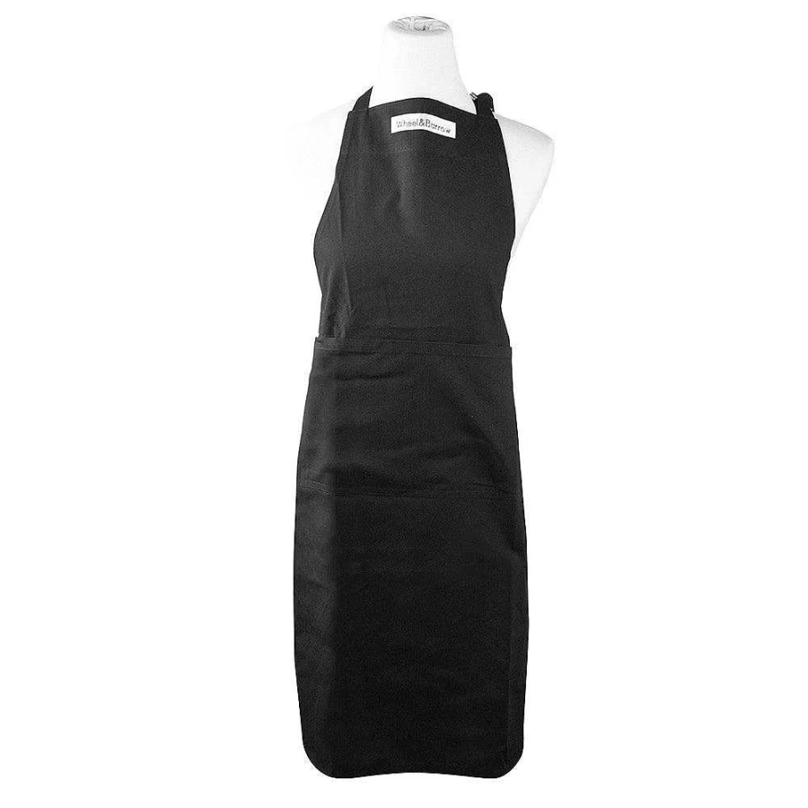 "Wheel and Barrow Classic Black Apron – Premium Kitchen & BBQ Apron for Cooking & Grilling"
