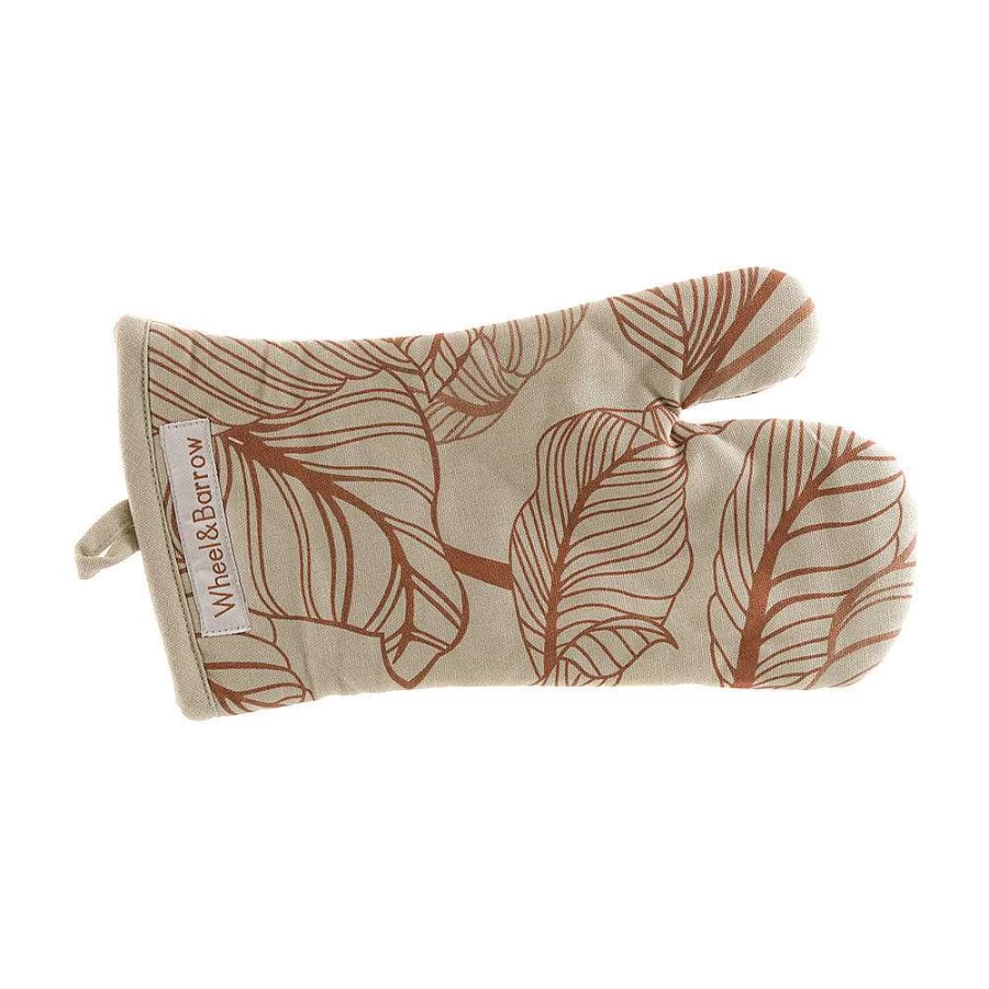 Wheel and Barrow Heat-Resistant Oven Mitt - Pumpkin & Tawny Kitchen Gloves for Baking and Cooking