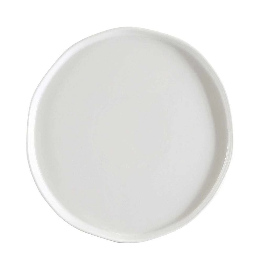 Wheel and Barrow White Wave Rim Ceramic Plate 22.5cm - Elegant Dinnerware