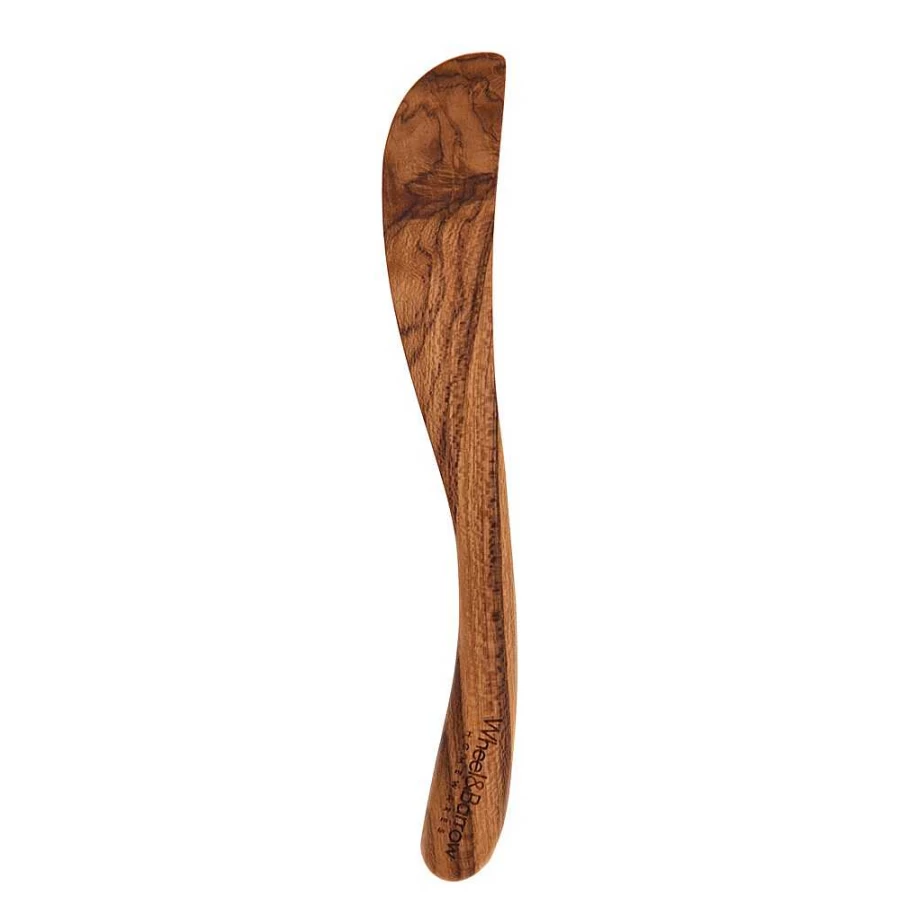 "Wheel & Barrow Teak Wood Spreader Knife – 6cm Premium Kitchen Utensil for Butter, Cheese, and Jam"