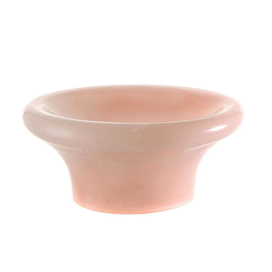 Wheel and Barrow Pink Glass Footed Bowl - 23cm Diameter x 10cm Height - Decorative Serving Bowl