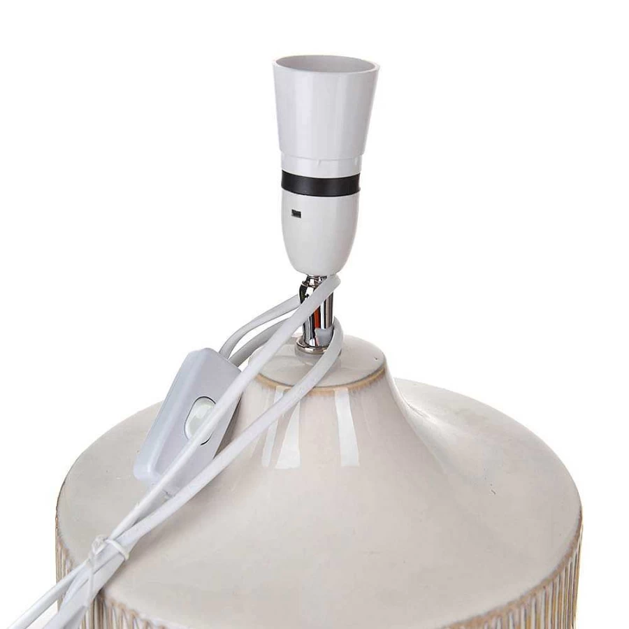 Wheel and Barrow 67cm Matt White Ribbed Texture Table Lamp - Modern Home Lighting