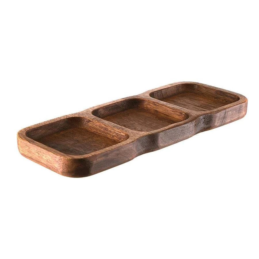 Wheel and Barrow Acacia Wood Serving Tray 38cm x 15cm x 3cm - Rustic Rectangular Charcuterie Board for Entertaining