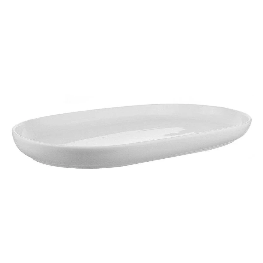 Wheel and Barrow White Porcelain Oval Serving Platter 41cm x 23cm