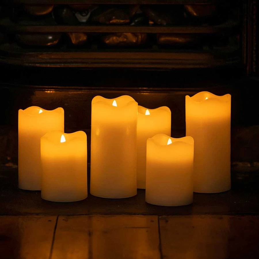 "Wheel and Barrow Flameless LED Candle Pillar Set of 2 - 7.5x10cm Battery Operated Decorative Candles"