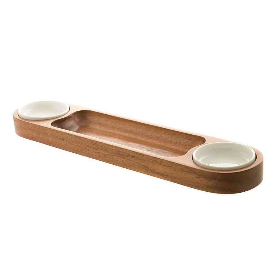 Wheel & Barrow 4-Piece Serving Tray Set with Dip Bowls - 32x23x4cm - Madds Collection