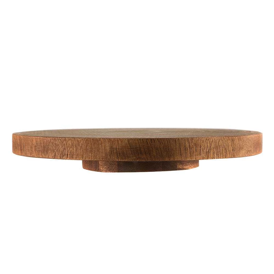 Wheel & Barrow Acacia Wood Lazy Susan Turntable - 31.5cm Round Serving Tray for Dining & Entertaining