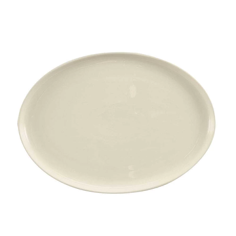 Wheel & Barrow White Oval Bone China Platter - 31cm x 22cm x 3cm Elegant Serving Dish