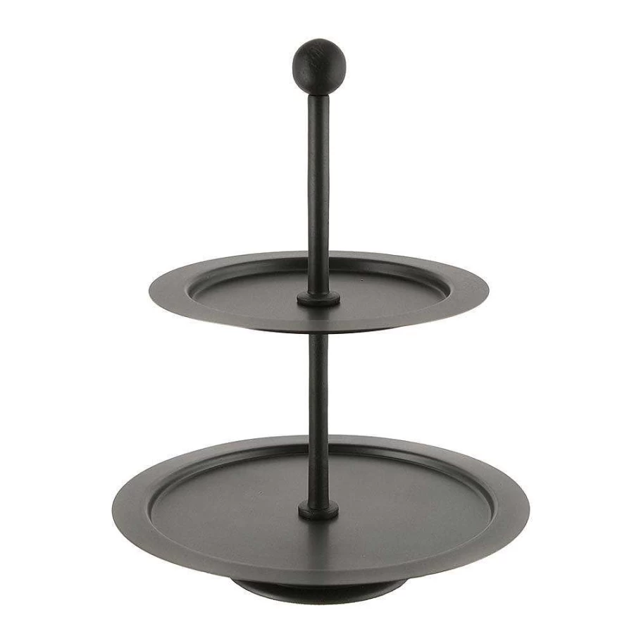 "Wheel & Barrow 2-Tier Graphite Black Cake Stand - Elegant Dessert Display for Weddings & Events"