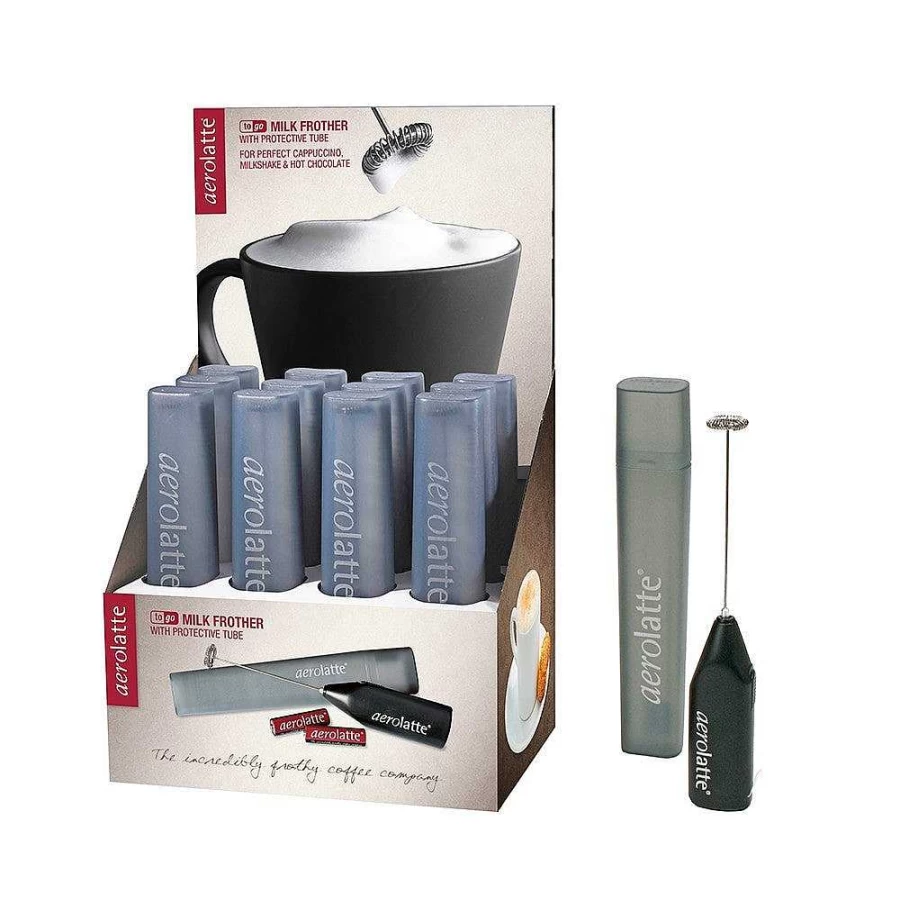 Wheel and Barrow Aerolatte Electric Milk Frother with Travel Case for Coffee and Latte