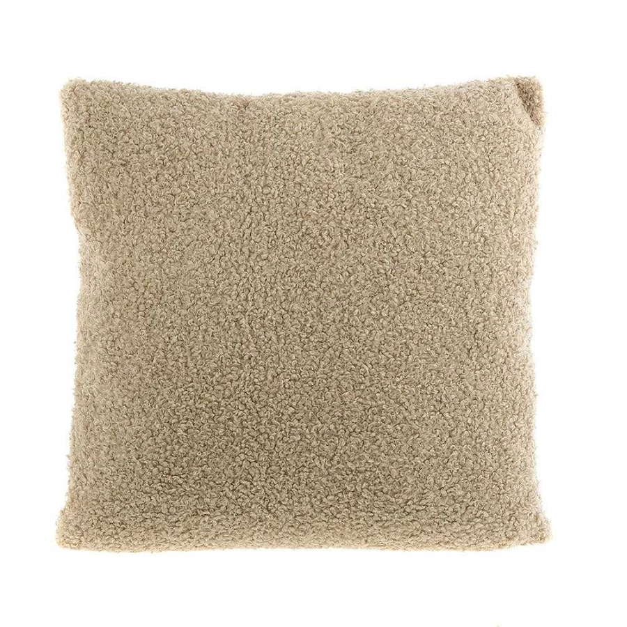 Wheel and Barrow Boucle Cushion Cover 50x50cm - Soft Beige Decorative Pillow Case for Sofa Bed Chair