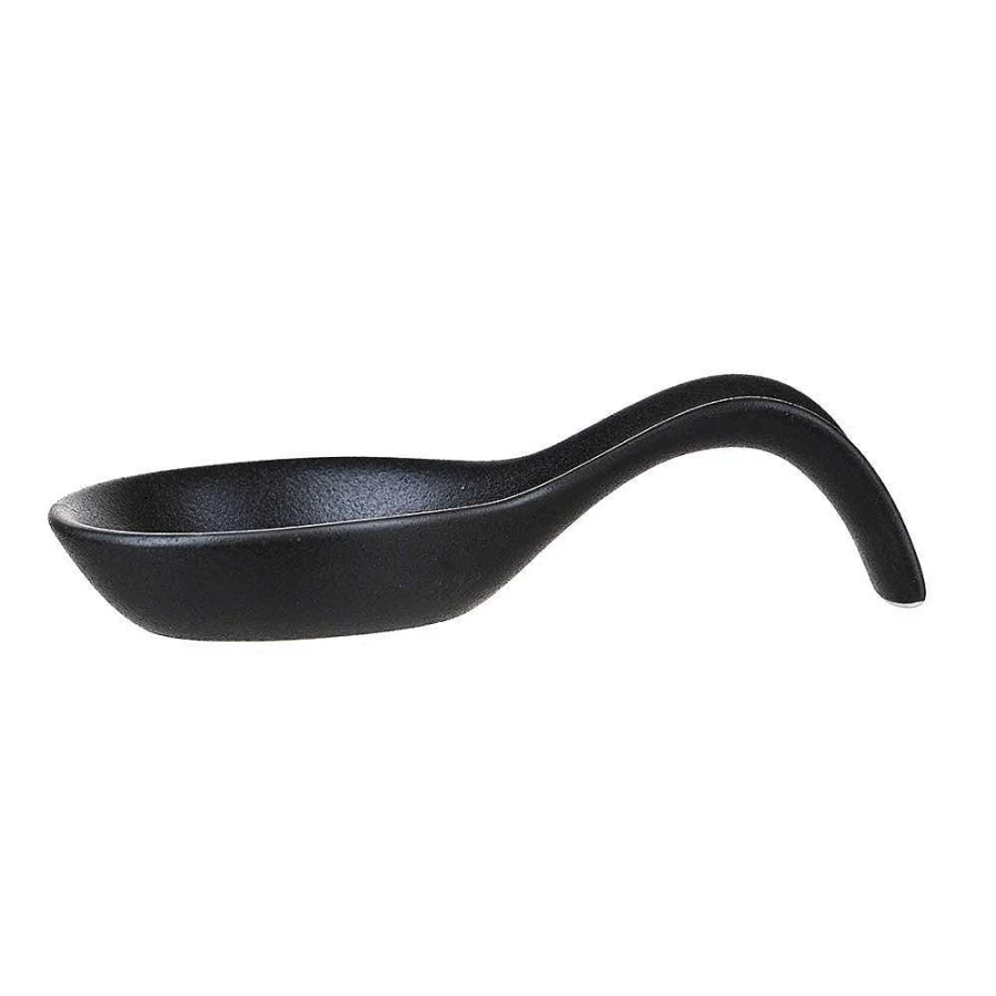 Wheel and Barrow Black Ceramic Spoon Rest 23cm - Heat Resistant Kitchen Utensil Holder