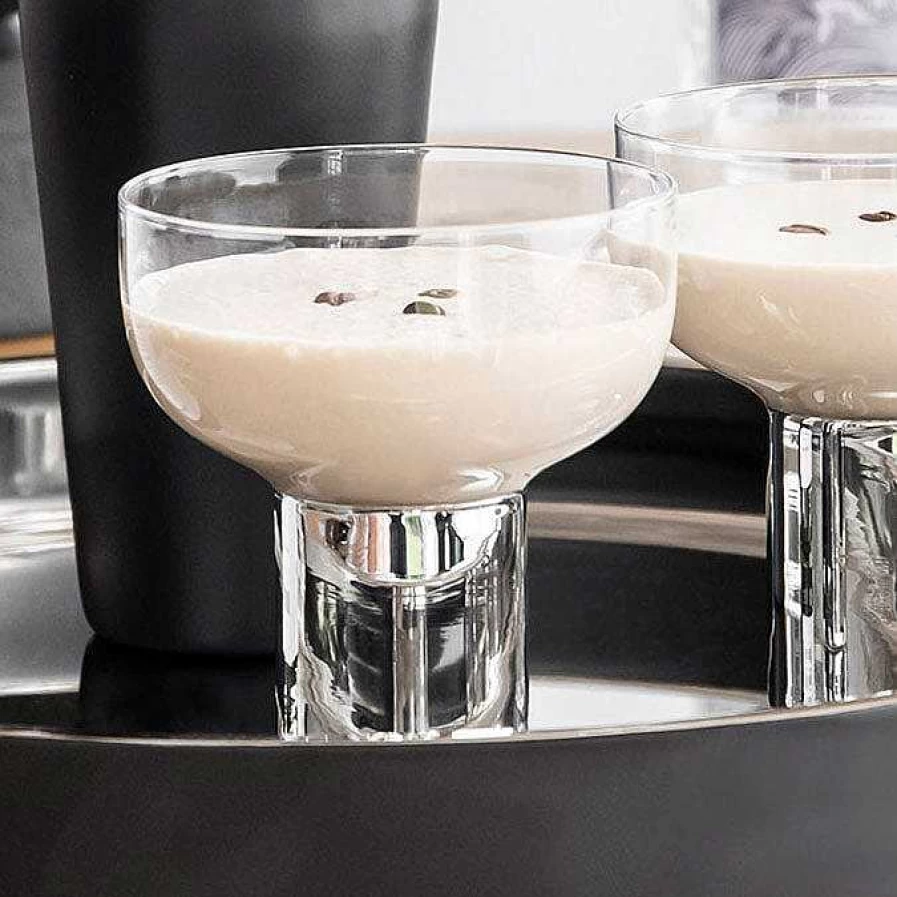 Wheel and Barrow Silver Coupe Glass with Heavy Base - 260ml Elegant Champagne Cocktail Cup