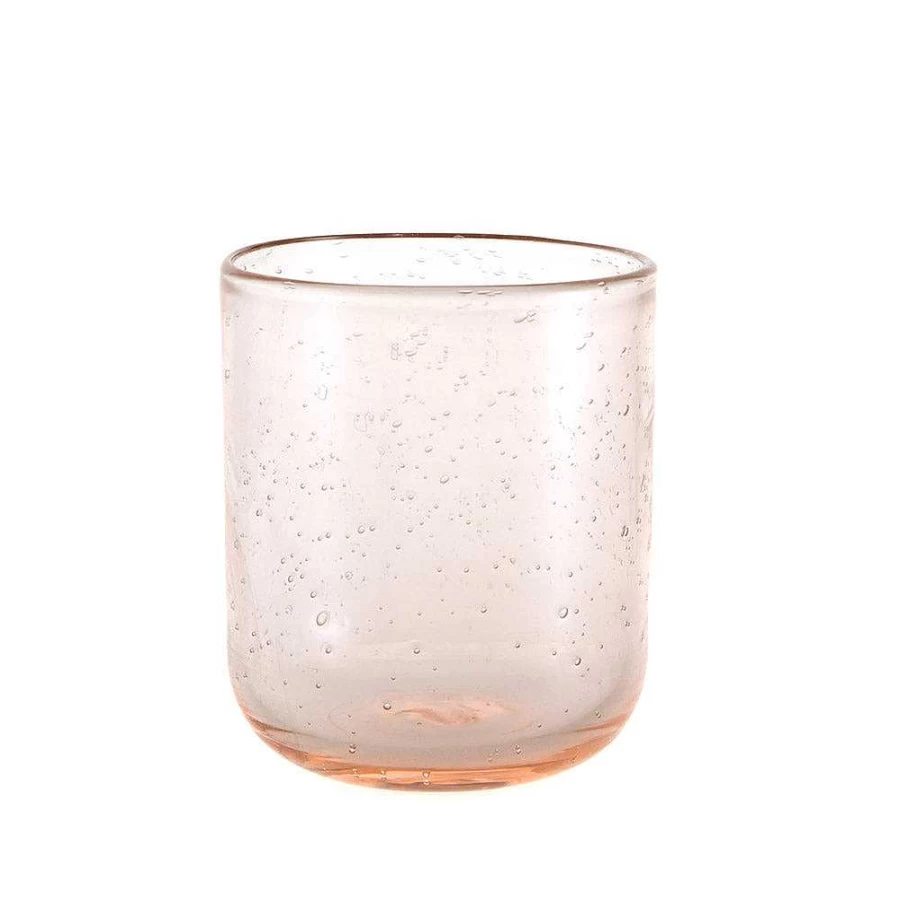 Wheel & Barrow Rose Pink 350ml Glass Tumbler - Insulated Bubble Design Cup for Hot & Cold Drinks