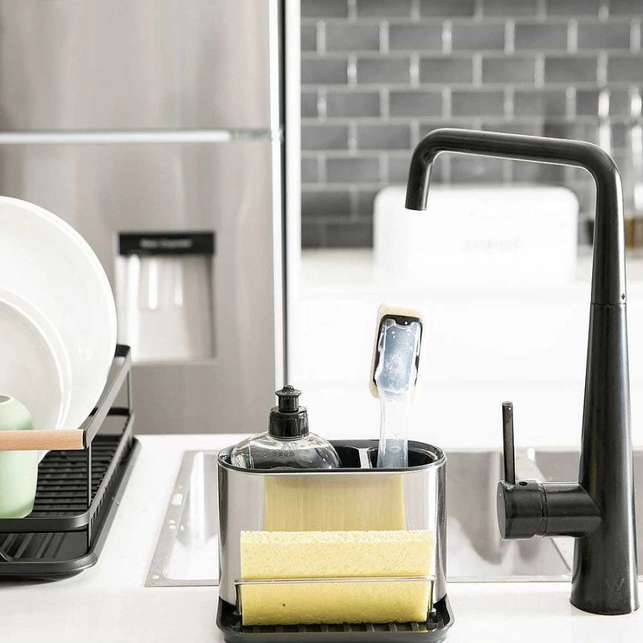 Wheel & Barrow Stainless Steel Utensil Holder with Wall Bracket - 18x13x12cm Kitchen Organizer