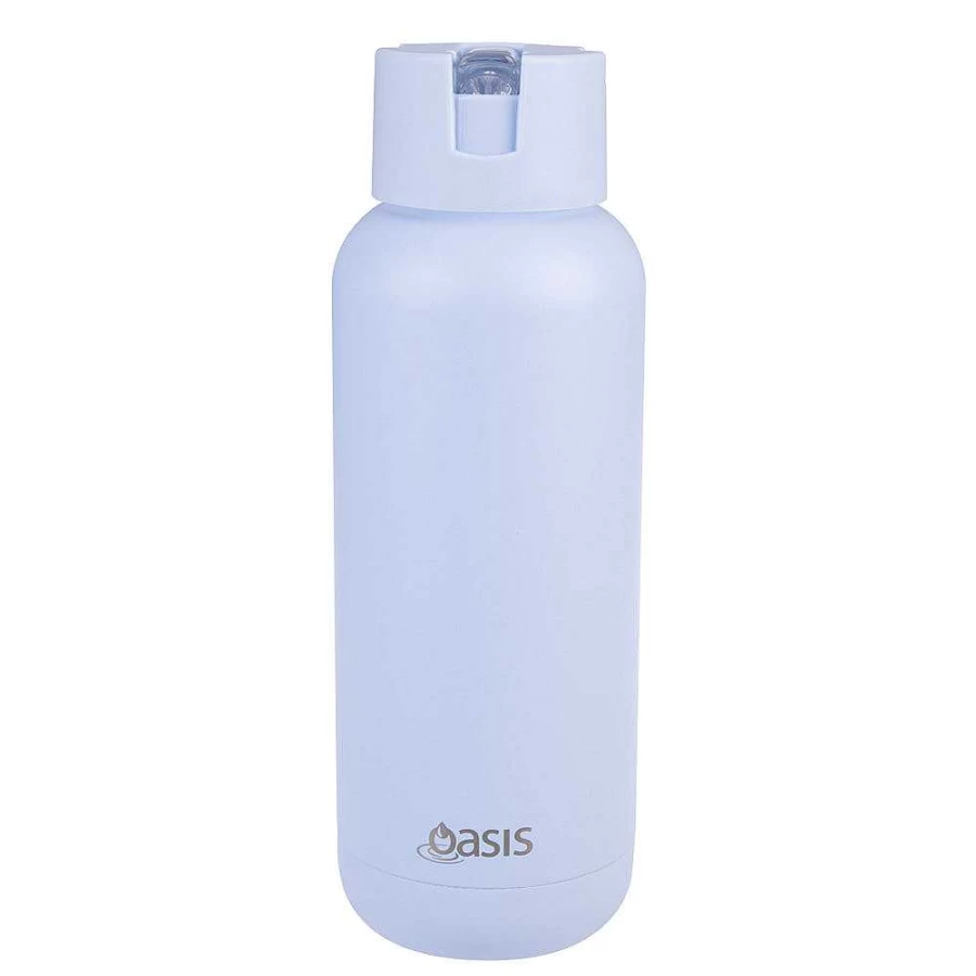 Wheel and Barrow Oasis 1 Liter Ceramic Water Bottle in Periwinkle Blue