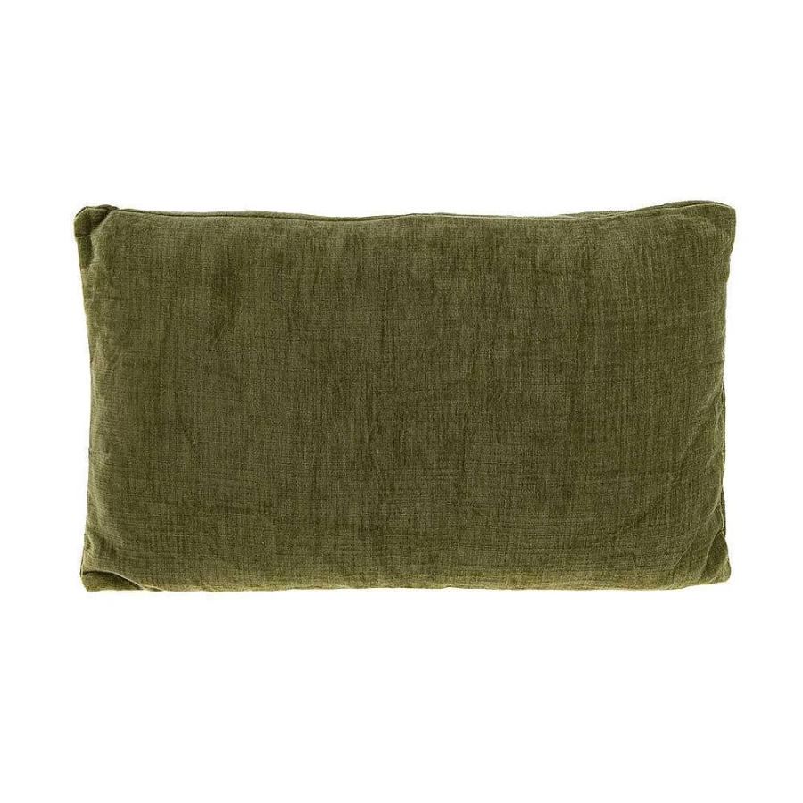 "Wheel and Barrow Olive Green Velvet Cushion 30x50cm – Soft Decorative Pillow Cover"