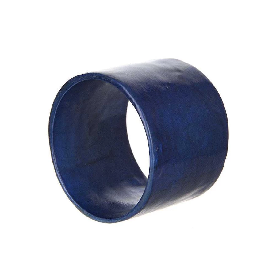 Wheel and Barrow Dark Blue Capiz Shell Napkin Ring Holder 3.5x4.5cm Coastal Table Decor