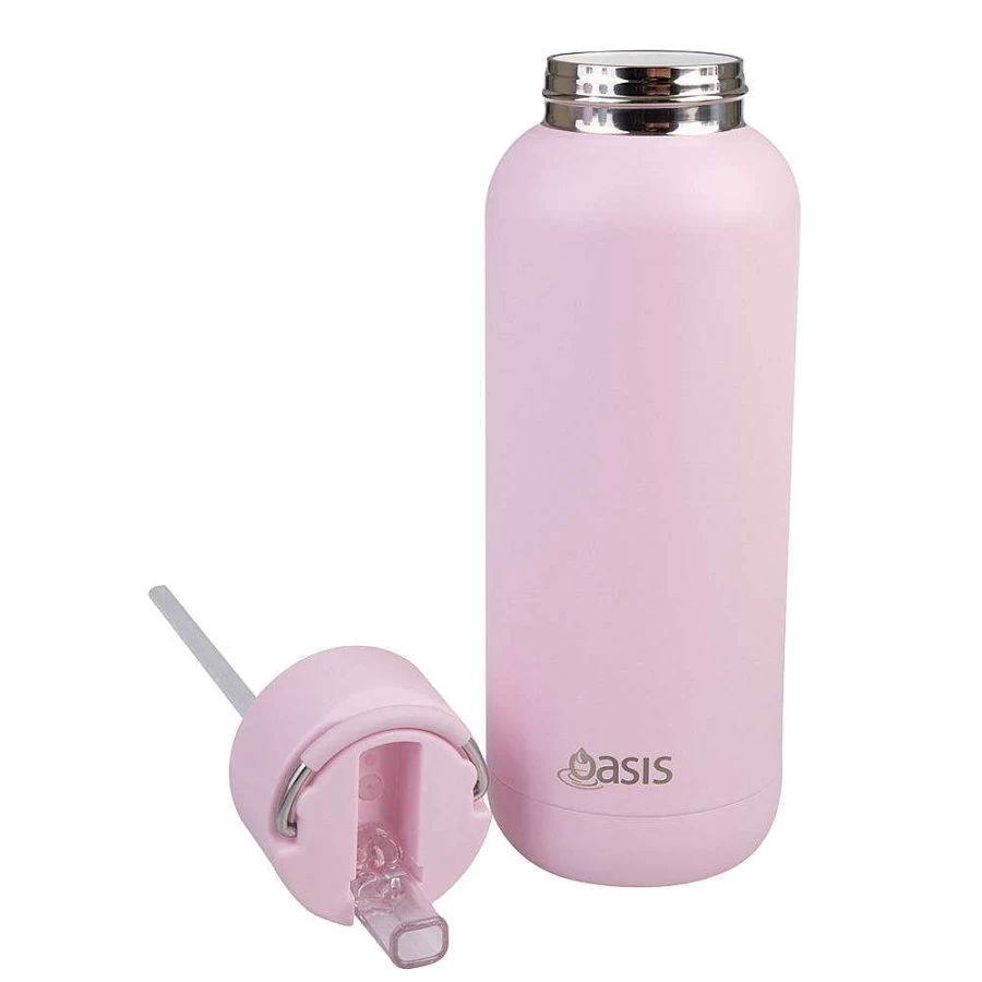 Wheel and Barrow Ceramic Oasis Bottle 1L - Pink Lemonade Insulated Water Jug