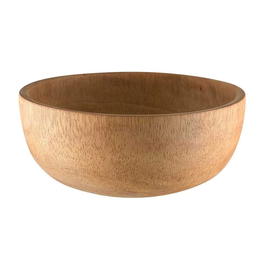 Wheel and Barrow Mango Wood Salad Bowl - 25cm Round Handcrafted Serving Bowl for Fruits & Vegetables