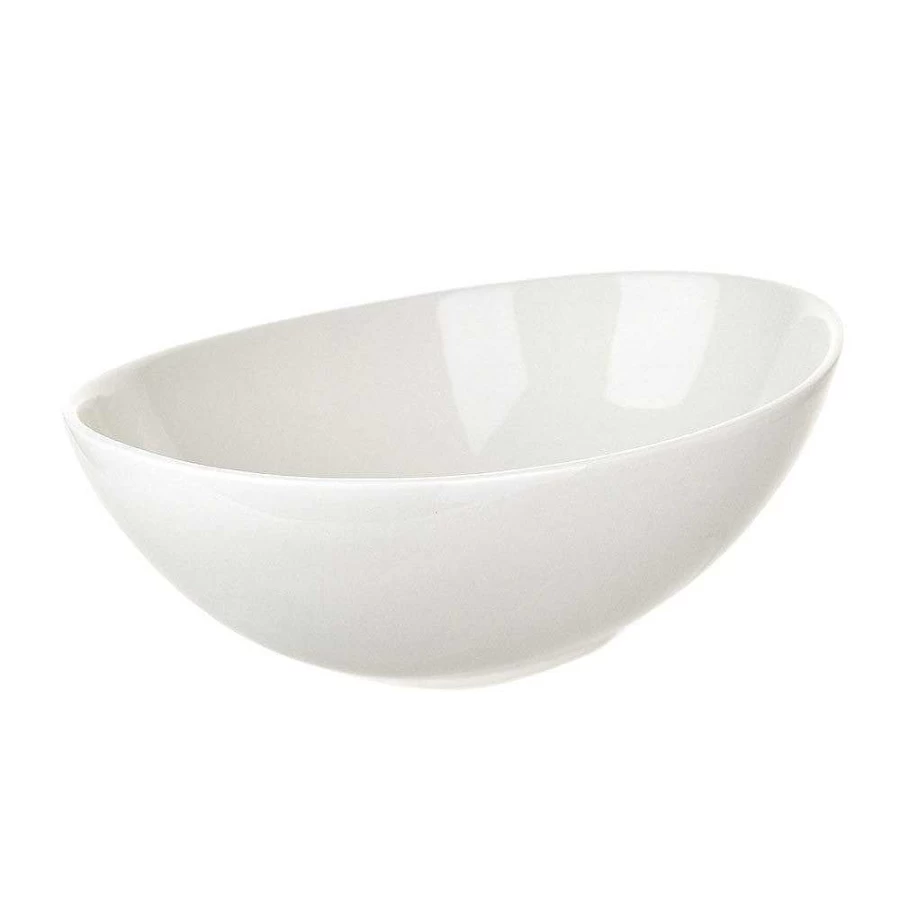 "Wheel and Barrow White Porcelain Oval Serving Bowl – 24.5cm x 18cm x 8.5cm – Elegant Dining & Kitchenware"