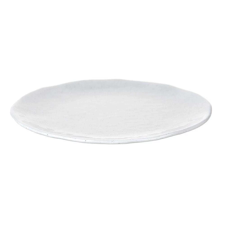 Wheel and Barrow Melamine Dinner Plate 28cm - Speckled White Durable Dishware for Dining