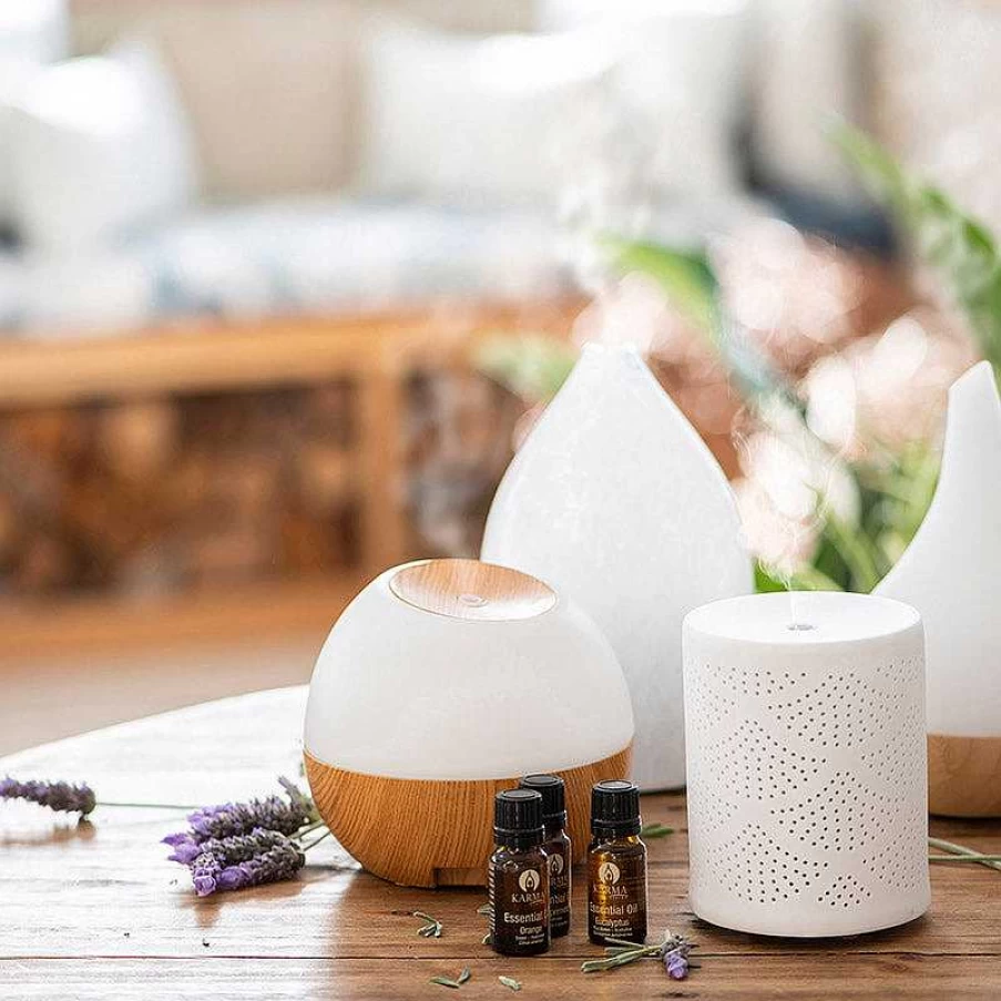 Wheel and Barrow Ultrasonic Essential Oil Diffuser - Marble White Glass Tulip Shape, 19.5x12cm Aromatherapy Humidifier