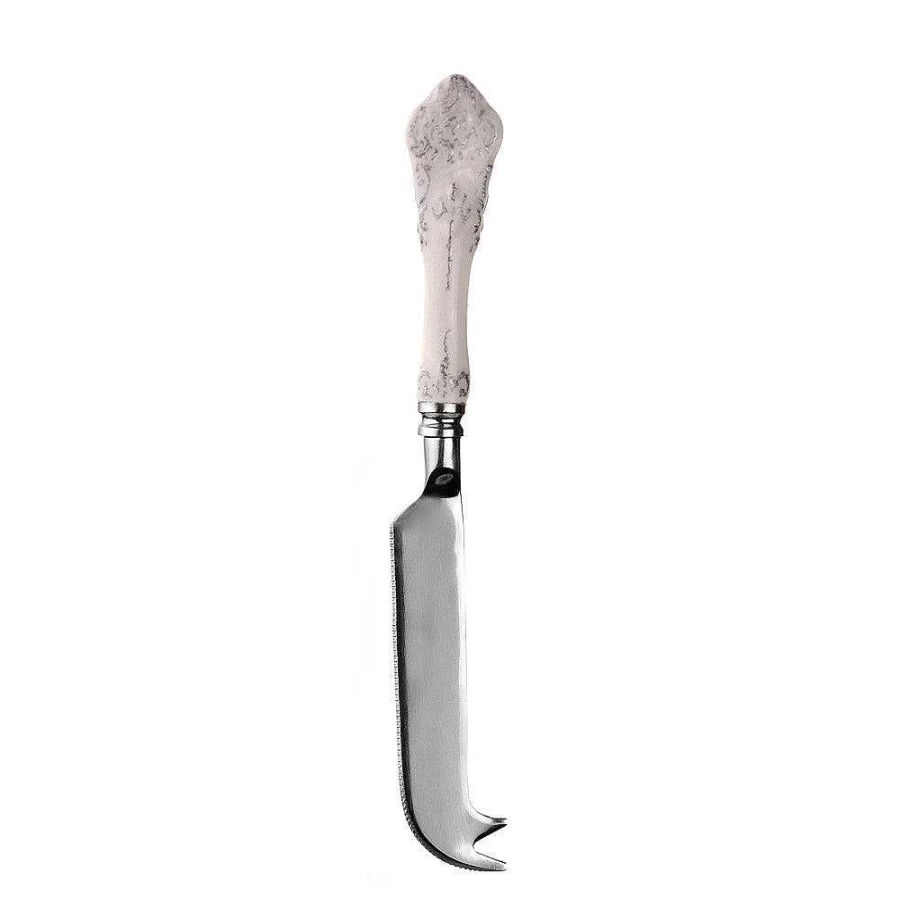 Wheel and Barrow White Handle Cheese Knife - Stainless Steel Blade for Cutting Cheese