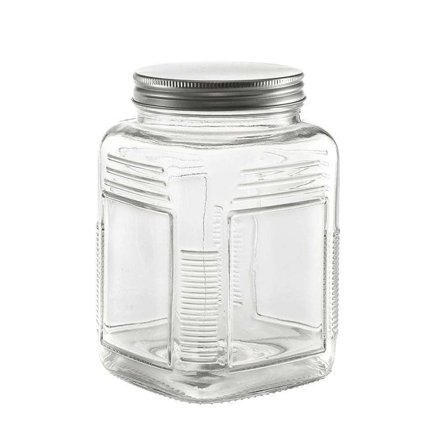 Wheel and Barrow Airtight Glass Storage Jar - 17cm x 12cm, Kitchen Pantry Canister for Flour, Sugar, Coffee, Cookies