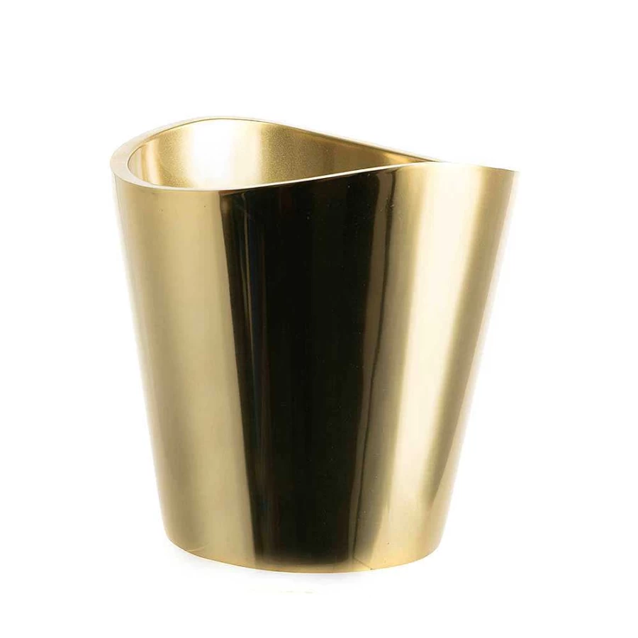 Wheel and Barrow Gold Stainless Steel Round Wave Cut Medium Wine Cooler Chiller