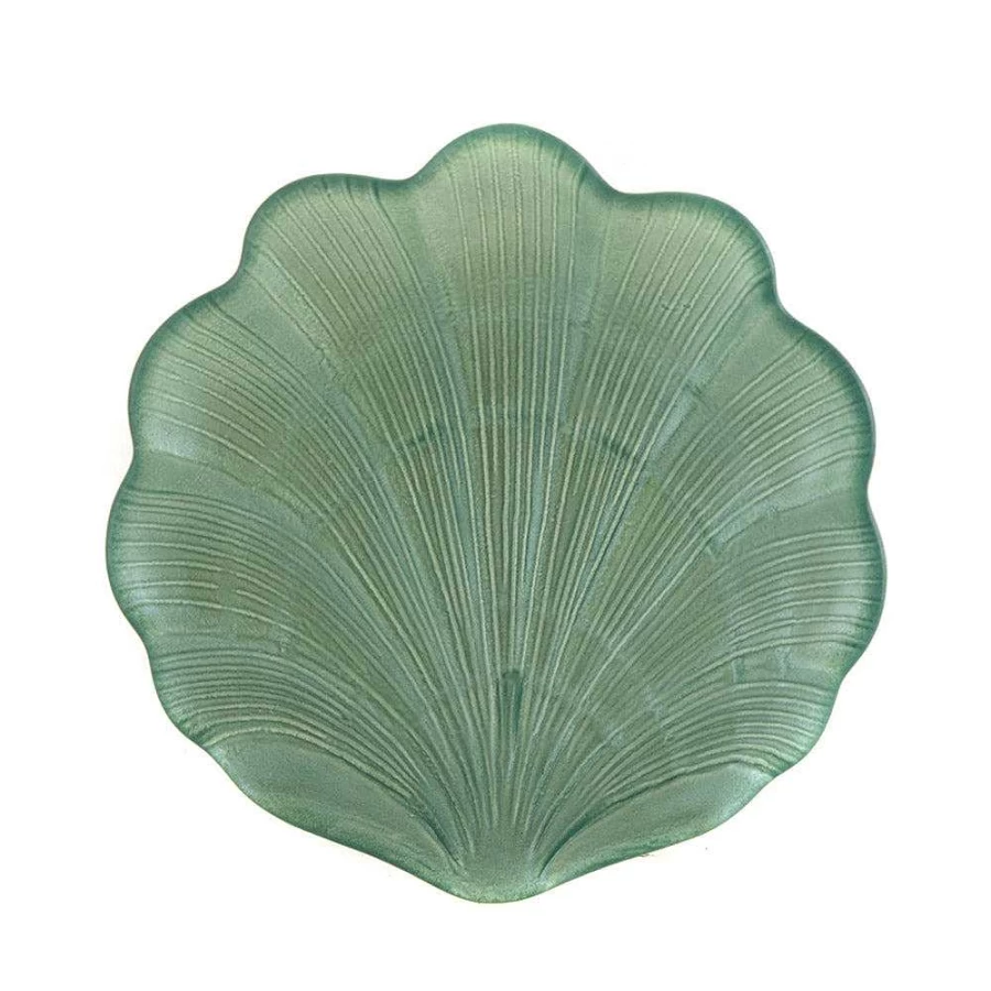 Wheel and Barrow Light Blue 14Cm Shell Plate - Decorative Ceramic Dinner Plate