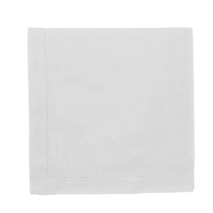 Wheel and Barrow White Hemstitch Linen Napkins 50x50cm - Premium Dining Table Decor
