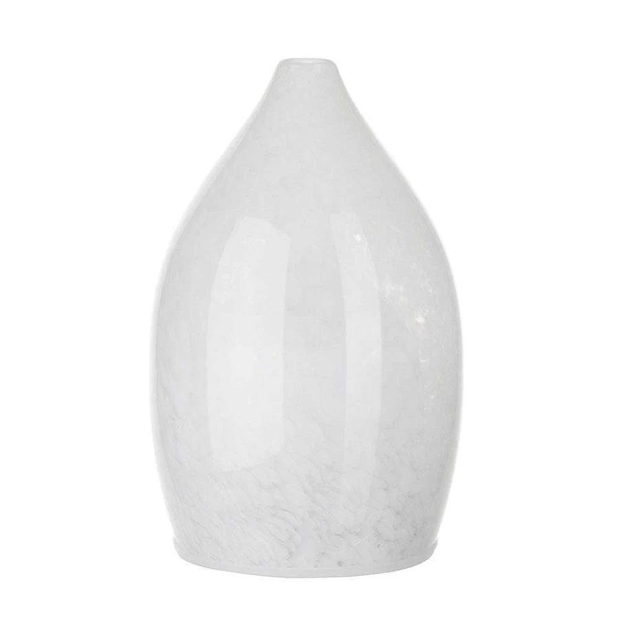 Wheel and Barrow Ultrasonic Essential Oil Diffuser - Glass Tulip Design with Marble White Finish, 19.5x12cm Aromatherapy Humidifier
