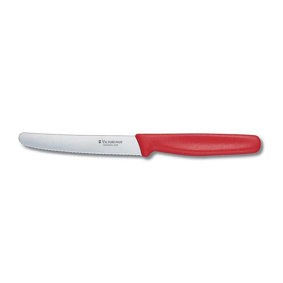 Wheel and Barrow Steak and Tomato Knife with Round Edge, 11cm, Red - Victorinox Style