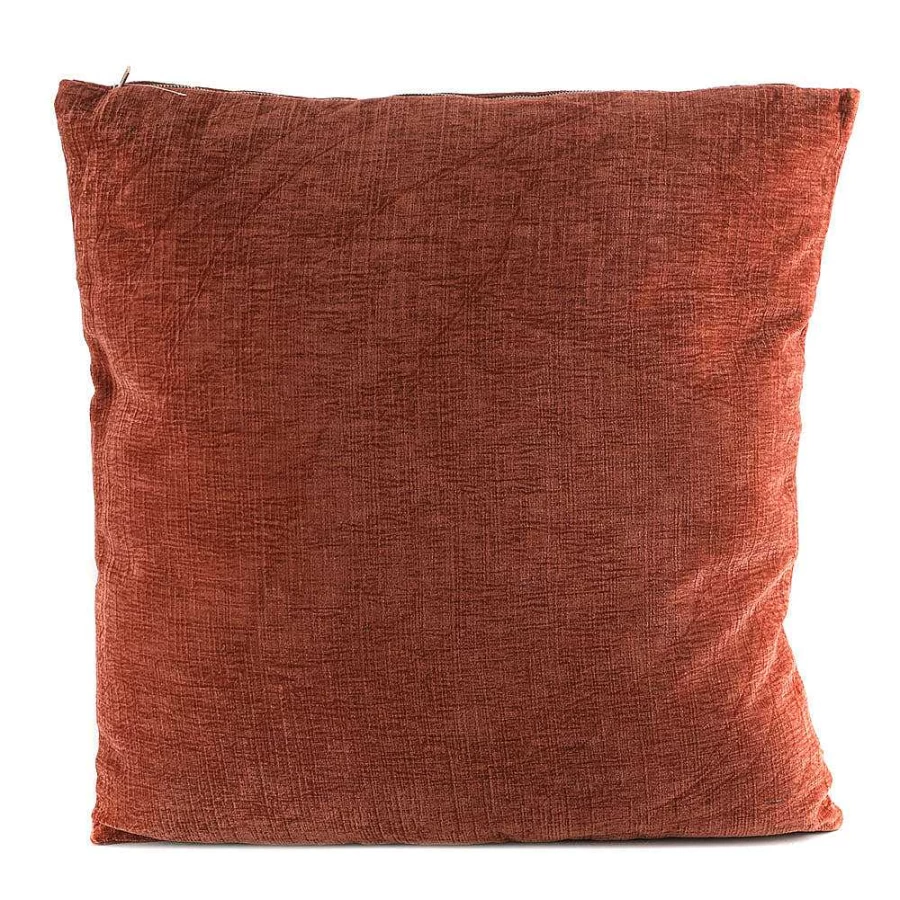 Wheel and Barrow Red Velvet Cushion 50x50cm - Soft Luxury Square Pillow Cover for Sofa Bedroom Decor