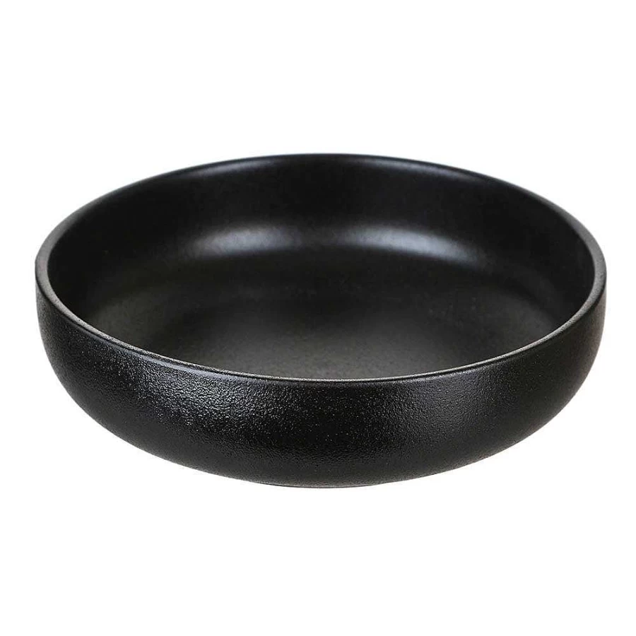 Wheel and Barrow Round Black Serving Bowl 21cm Diameter x 6cm Height