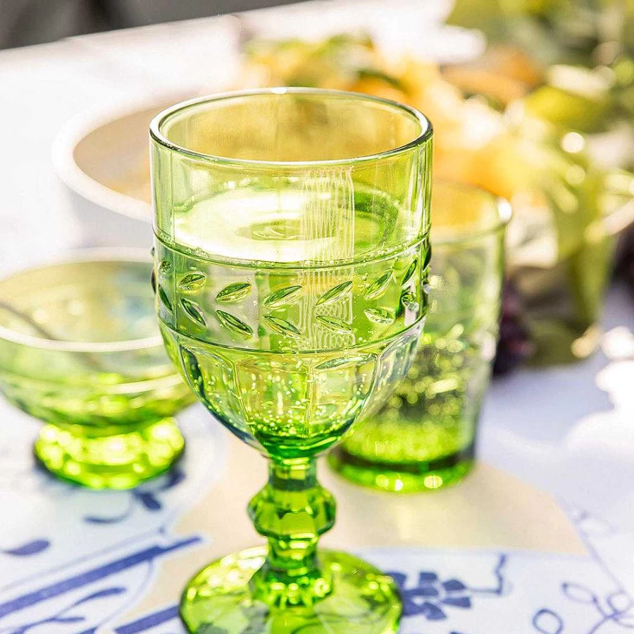 Wheel and Barrow Tuscan Green Wine Glass - 350ml Elegant Stemware for Red and White Wine