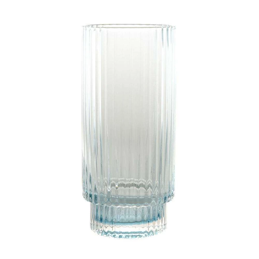 Wheel and Barrow Hi Ball Glass Optic Blue - 490ml Drinking Glass for Cocktails and Beverages