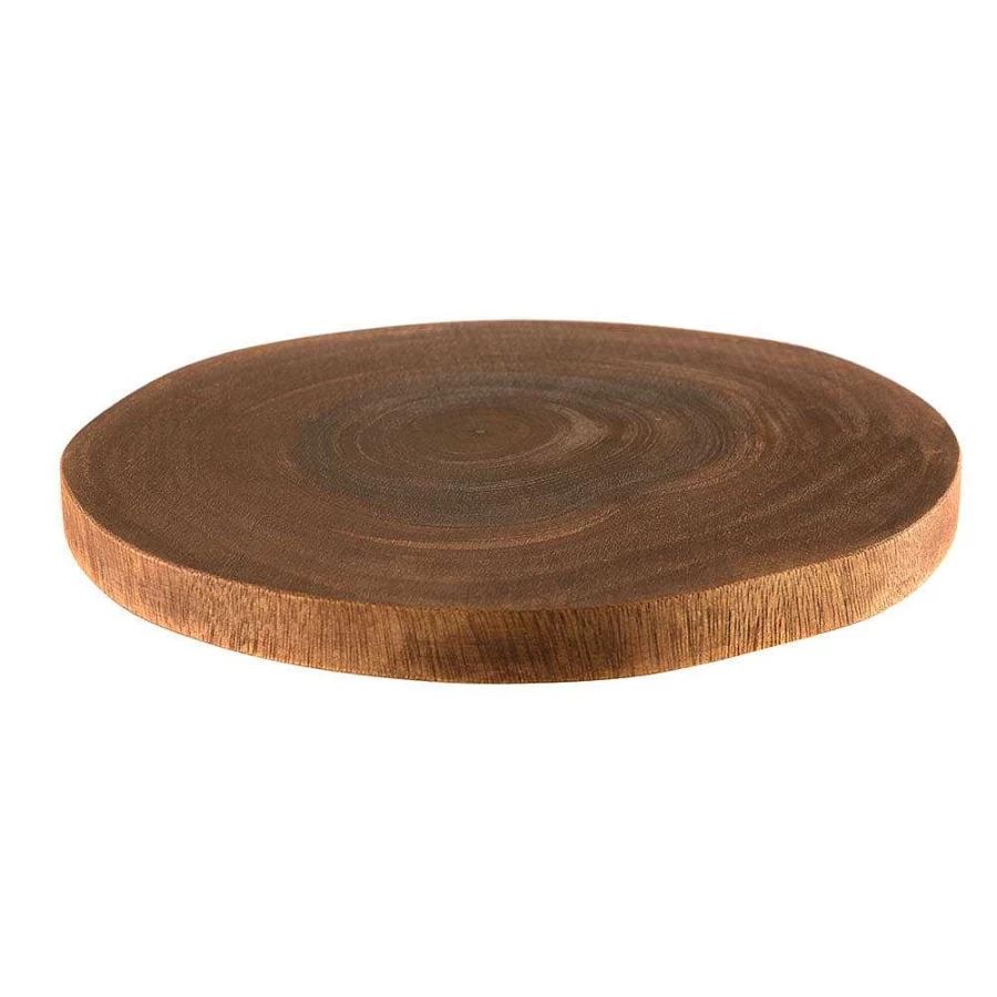 Wheel and Barrow Acacia Wood Lazy Susan Turntable - 31.5cm Round Serving Tray for Dining & Entertaining