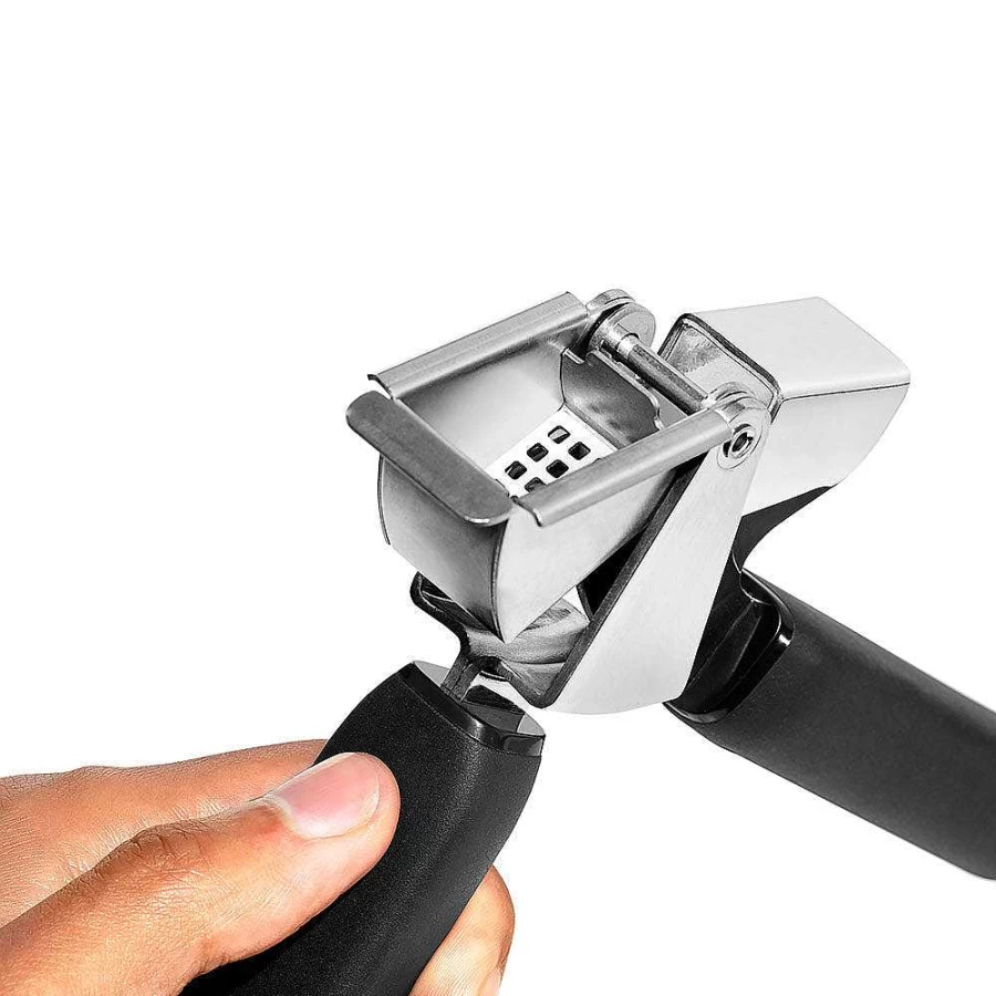 Wheel and Barrow Garlic Press - Stainless Steel Garlic Crusher with Ergonomic Handle - Easy Clean Kitchen Gadget by OXO
