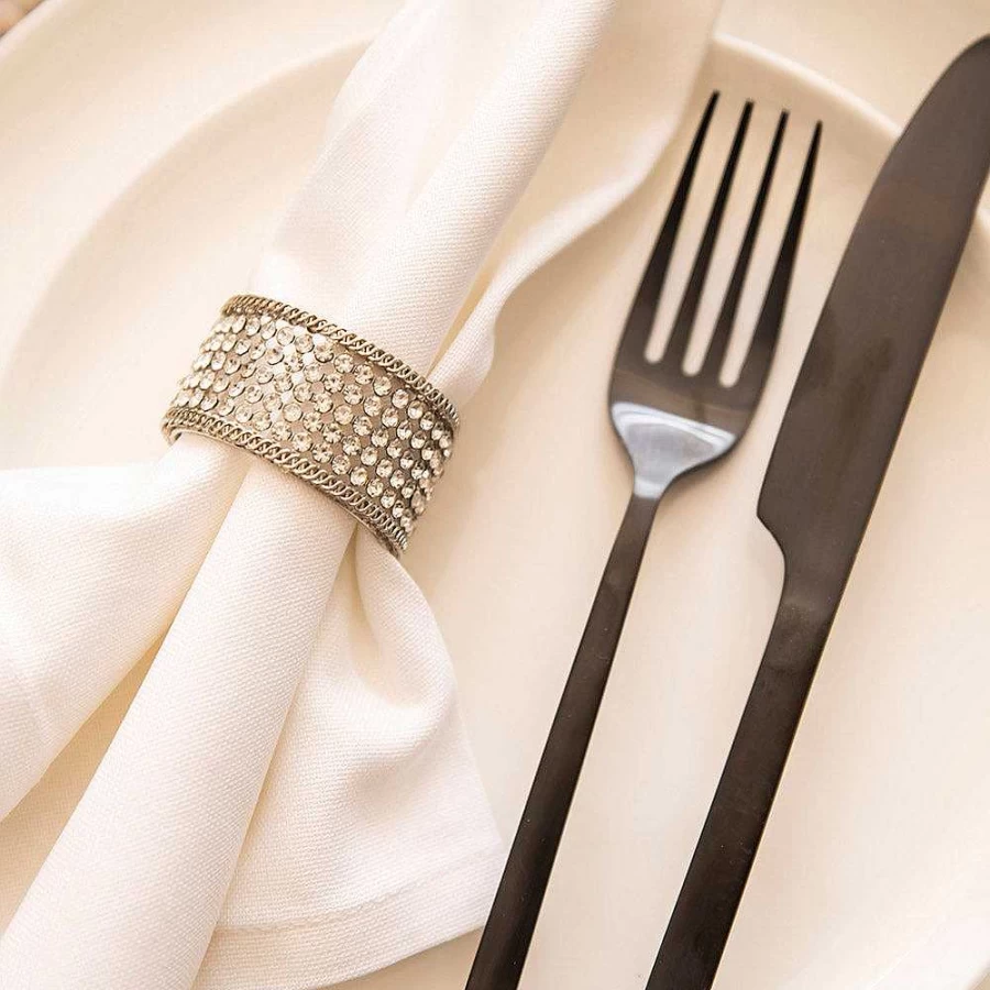 Wheel and Barrow 5-Piece Crystal Napkin Ring Set with Gold Gift Box - Elegant Tableware for Dining Decor