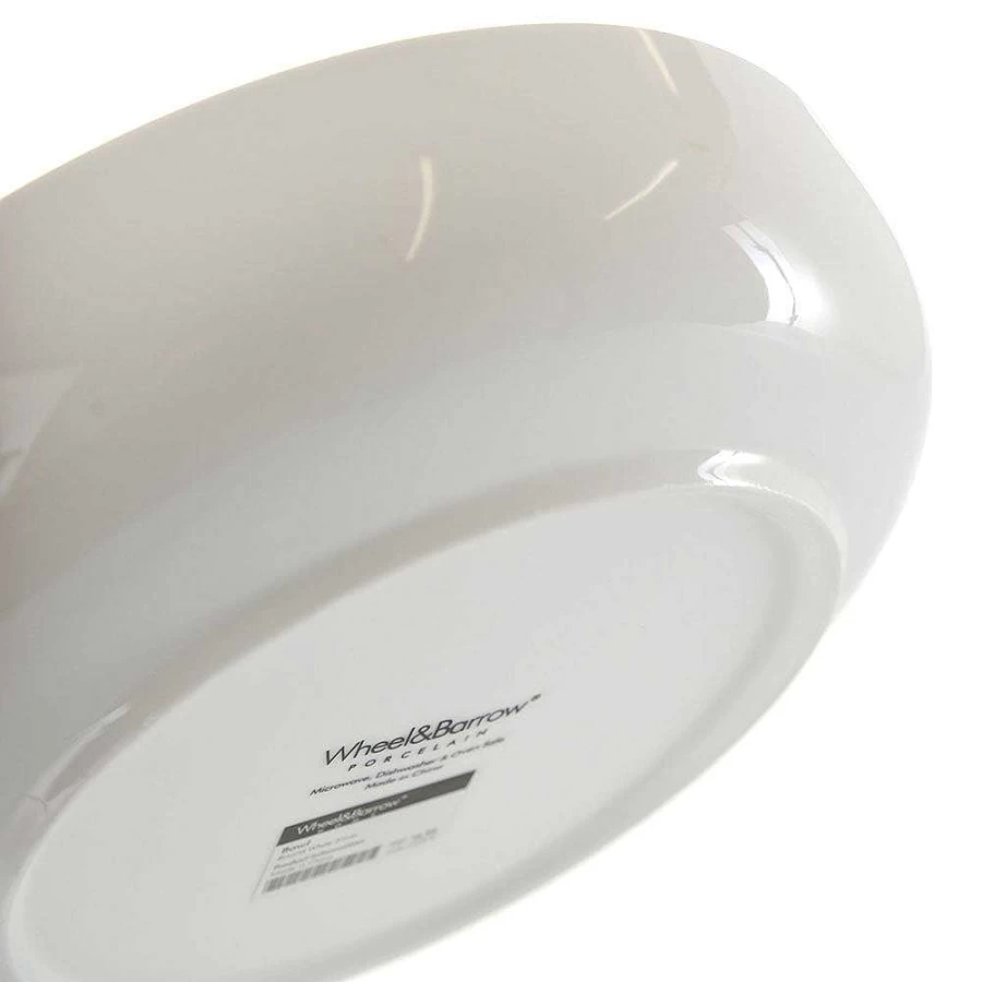 Wheel and Barrow 21cm White Porcelain Round Bowl - Elegant Dining Tableware