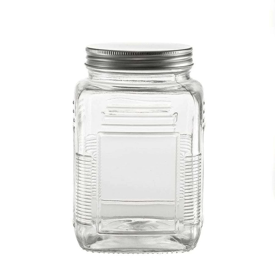 Wheel and Barrow Airtight Glass Storage Jar - 17cm x 12cm, Kitchen Pantry Canister for Flour, Sugar, Coffee, Cookies