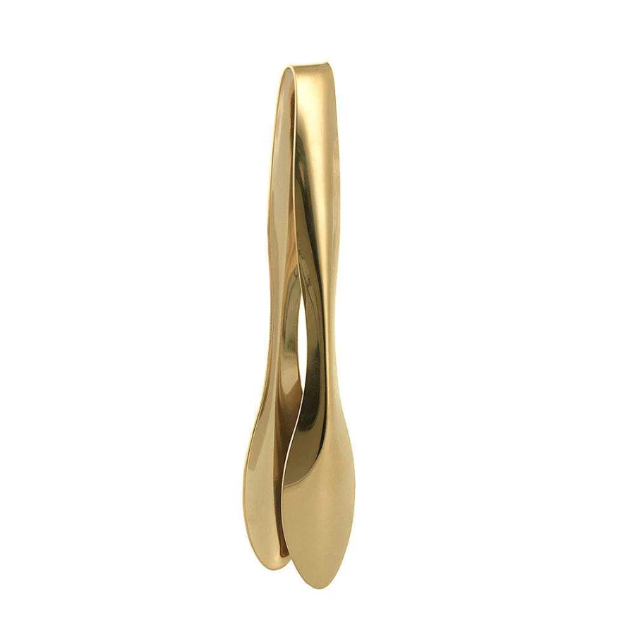 Wheel and Barrow 15cm Gold Kitchen Tongs - Lightweight Stainless Steel Serving Tongs