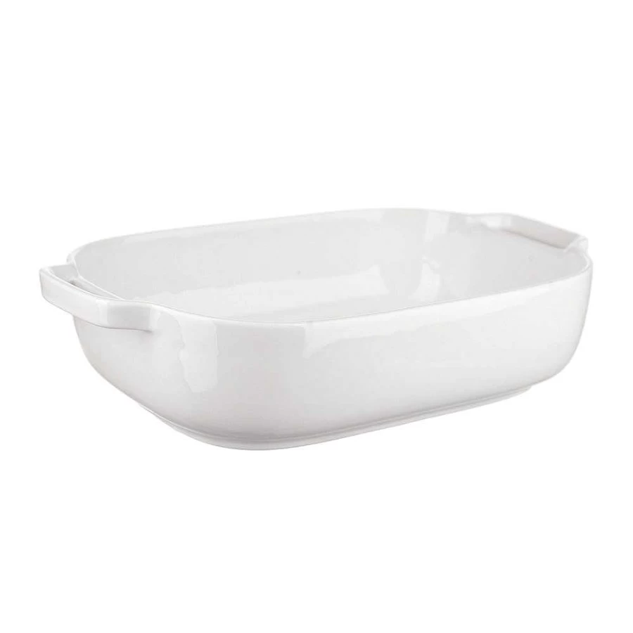 Wheel and Barrow White 29cm Rectangular Bone China Baking Dish - Oven Safe Ceramic Cookware